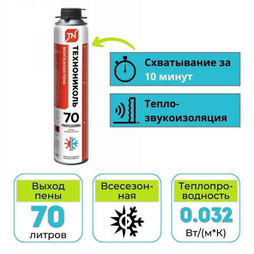 Пена монтажная ТехноНИКОЛЬ 70 PROFESSIONAL 1000 мл 1