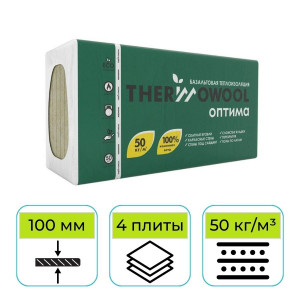 Утеплитель Изомин ThermoWool Оптима 1200х600х100 мм
