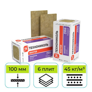 Утеплитель ТехноНИКОЛЬ ТехноБЛОК Стандарт 1200х600х100 мм (0,432 м3)