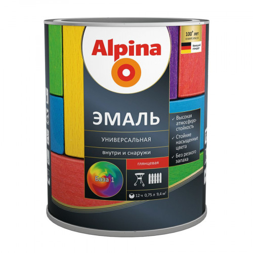 Эмаль алкидная Alpina универсальная глянцевая белая 2,5 л 2