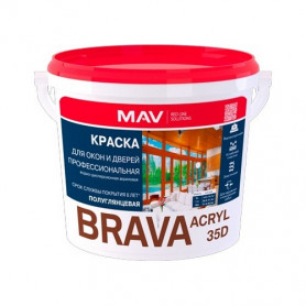 Краска BRAVA ACRYL 35D профессиональная белая полуглянцевая 3 л