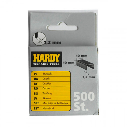 Скобы 10х10х1,2 мм 500 шт Hardy