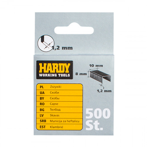 Скобы 10х8х1,2 мм 500 шт Hardy