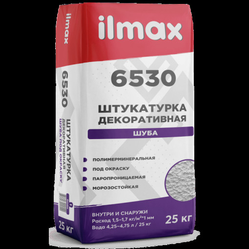 Штукатурка ilmax 6530 "Шуба" белая 1,0 мм 25 кг