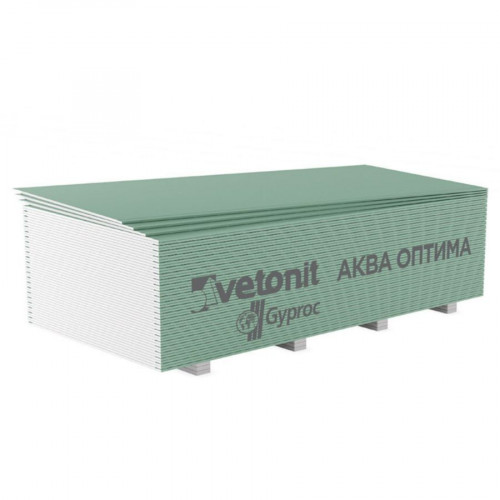 Гипсокартон 2500х1200х12,5 мм влагостойкий Vetonit (Gyproc) Aqua Optima 2