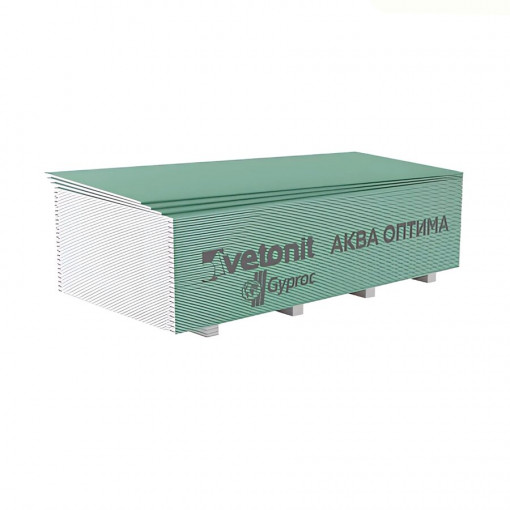 Гипсокартон 2500х1200х12,5 мм влагостойкий Vetonit (Gyproc) Aqua Optima