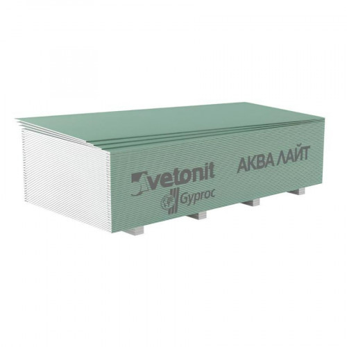 Гипсокартон 2500х1200х9,5 мм влагостойкий Vetonit (Gyproc) Aqua Lite 2