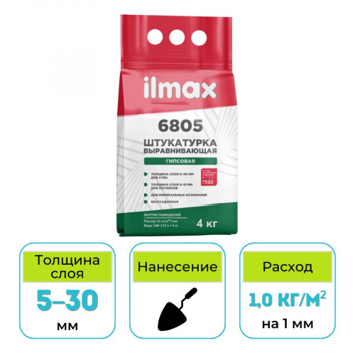 Штукатурка гипсовая выравнивающая ilmax 6805 4 кг