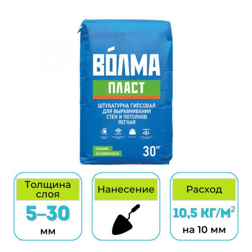 Штукатурка гипсовая Волма Пласт 30 кг 1