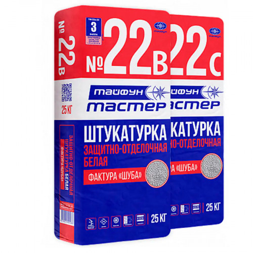 Штукатурка Тайфун Мастер № 22С Шуба 1 мм серая 25 кг 2