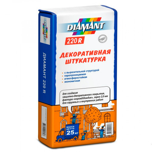 Штукатурка Диамант 220 R Короед белая 2,0 мм 25 кг 2