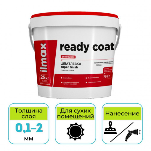 Шпатлевка финишная ilmax ready coat антивандальная белая 25 кг