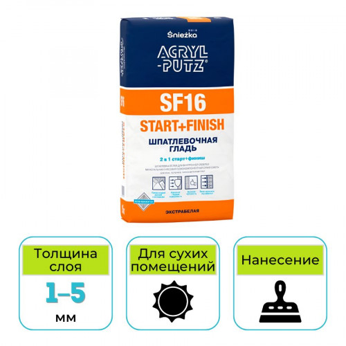 Шпатлевка гипсовая Sniezka Acryl Putz SF16 (старт-финиш) 2 кг 1