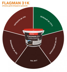 Краска MAV FLAGMAN 31к для крыши и цоколя темно-зеленый 18 л