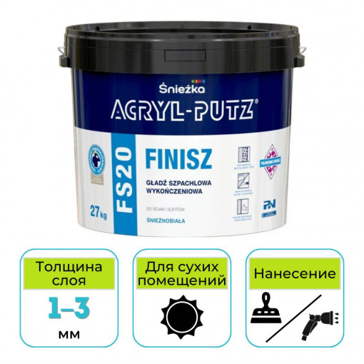 Шпатлевка готовая финишная Sniezka Acryl Putz FS20 27 кг