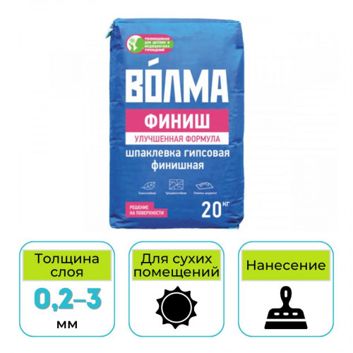Смесь сухая гипсовая шпаклевочная Волма-Финиш 20 кг 1