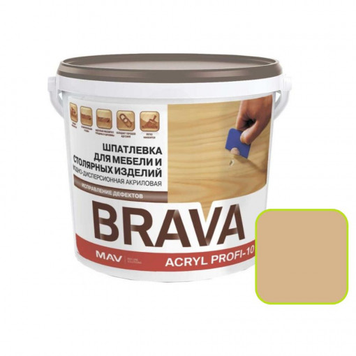 Шпатлевка MAV BRAVA ACRYL PROFI-10 для мебели и столярных изделий сосна 20 л