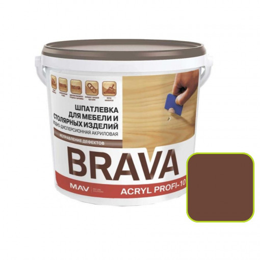 Шпатлевка MAV BRAVA ACRYL PROFI-10 махагон 20 л для мебели и столярных изделий