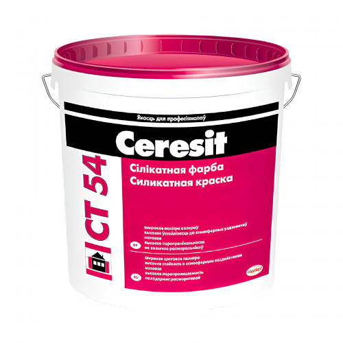 Краска фасадная силикатная Ceresit CT 54 белая 15 л 2