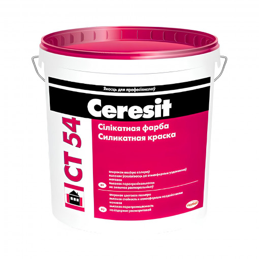 Краска фасадная силикатная Ceresit CT 54 белая 15 л