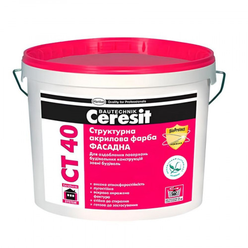 Краска акриловая структурная Ceresit CT 40 белая 15 л 2