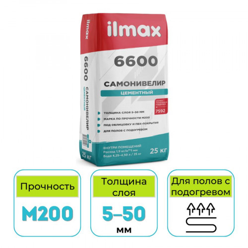 Самонивелир цементный ilmax 6600 25 кг 1