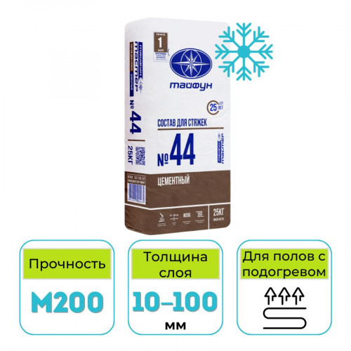 Смесь для стяжки цементная Тайфун Мастер №44М зима 25 кг 1