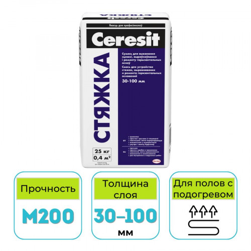 Смесь для стяжки цементная Ceresit 25 кг 1