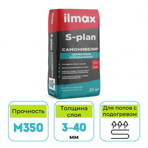 Самонивелир цементный специальный ilmax S-plan 25 кг