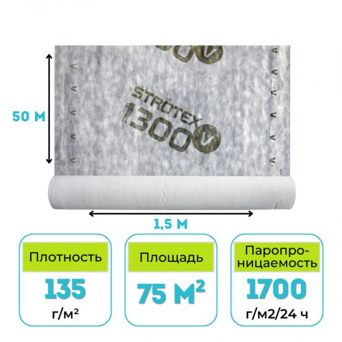 Мембрана супердиффузионная STROTEX 1300 V 75 м2 1