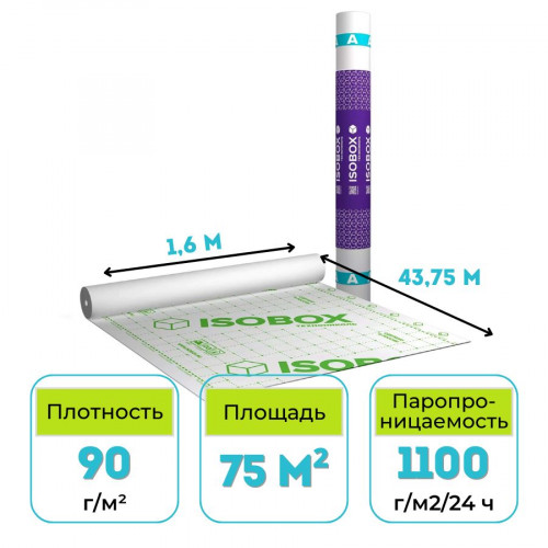 Ветро-влагозащитная пленка Технониколь ISOBOX А (Изобокс) 70 м2