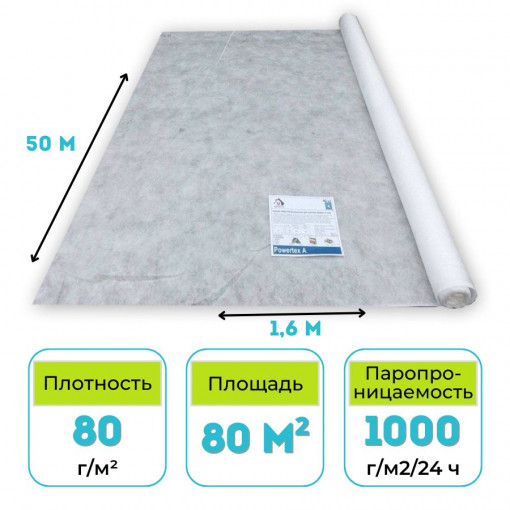 Гидро-ветрозащитная пленка Powertex A 80 м2