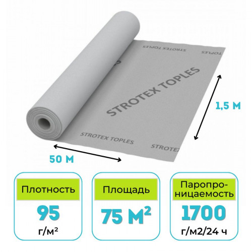 Мембрана супердиффузионная STROTEX TOPLES 75 м2 1