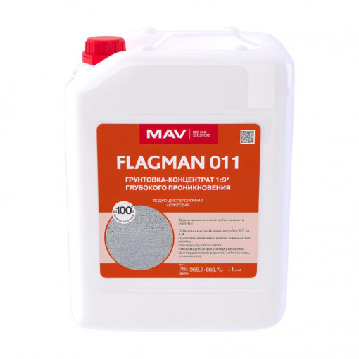 Грунтовка концентрат акриловая MAV FLAGMAN 011 глубокого проникновения бесцветная 10 л