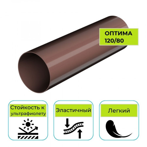 Труба водосточная Технониколь Оптима, ПВХ коричневая 3 м 1