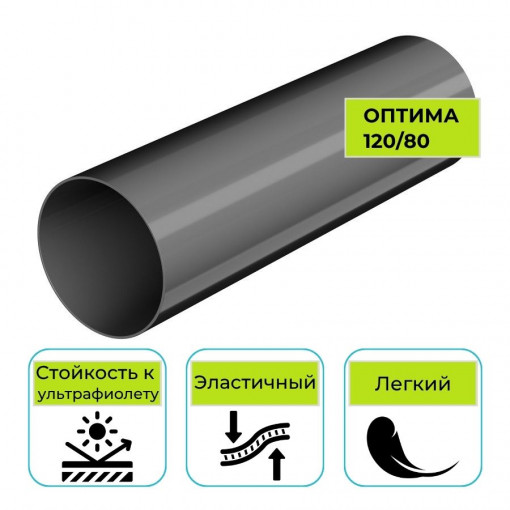 Труба водосточная Технониколь Оптима, ПВХ серая 3 м
