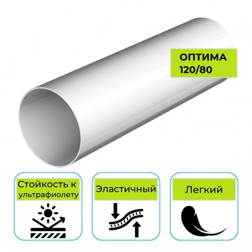 Труба водосточная Технониколь Оптима, ПВХ белая 3 м