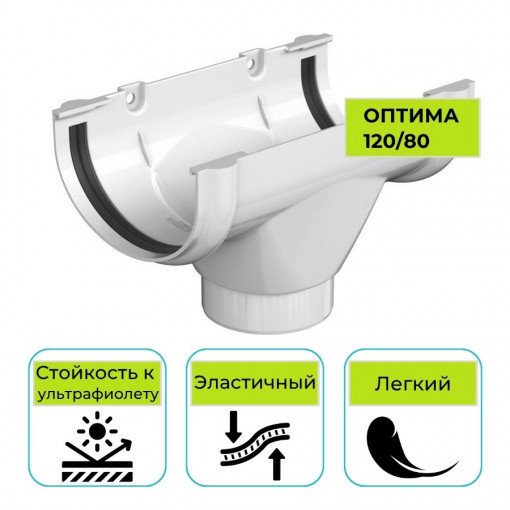 Воронка желоба Технониколь Оптима, ПВХ белая 120 мм
