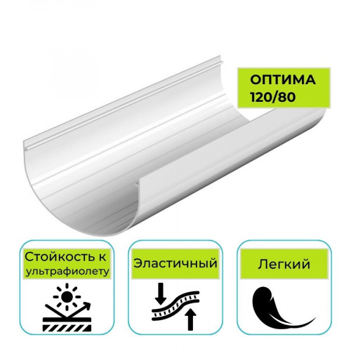 Желоб водосточный Технониколь Оптима, ПВХ белый 3 м 1