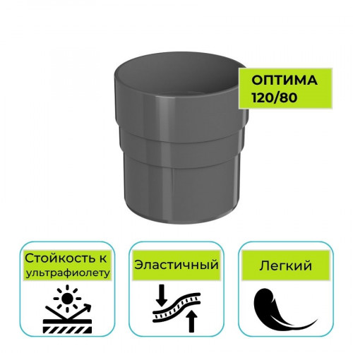 Муфта трубы Технониколь Оптима, ПВХ серая 80 мм 1