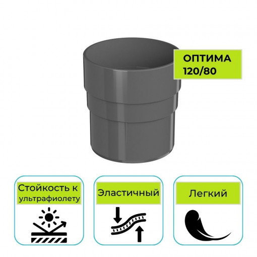 Муфта трубы Технониколь Оптима, ПВХ серая 80 мм