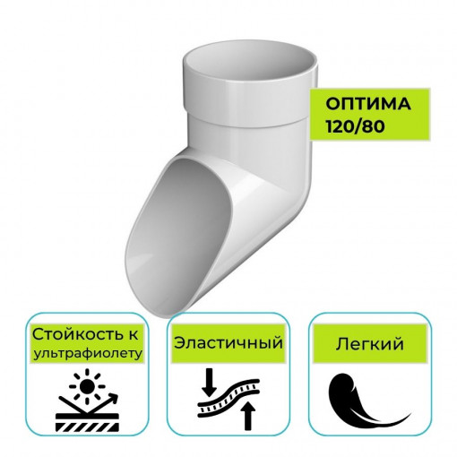 Слив трубы Технониколь Оптима, ПВХ белый 80 мм