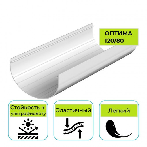 Желоб водосточный Технониколь Оптима, ПВХ белый 2 м