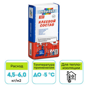Клей для теплоизоляции Диамант 181 КС1 25 кг