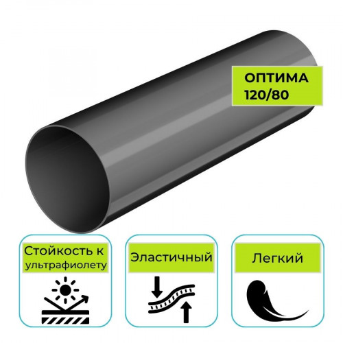 Труба водосточная Технониколь Оптима, ПВХ серая 2 м 1