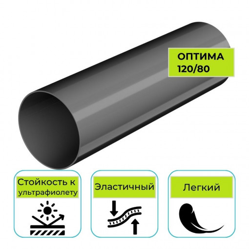 Труба водосточная Технониколь Оптима, ПВХ серая 2 м