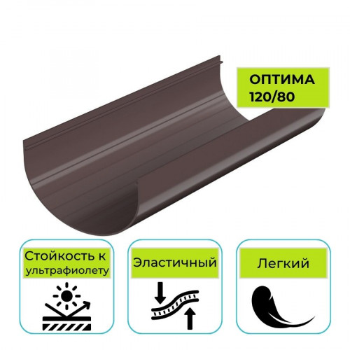 Желоб водосточный Технониколь Оптима, ПВХ темно-коричневый 3 м 1