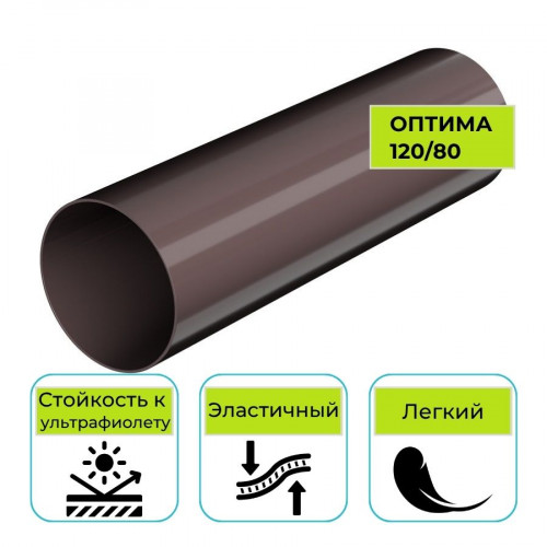 Труба водосточная Технониколь Оптима, ПВХ темно-коричневая 3 м 1