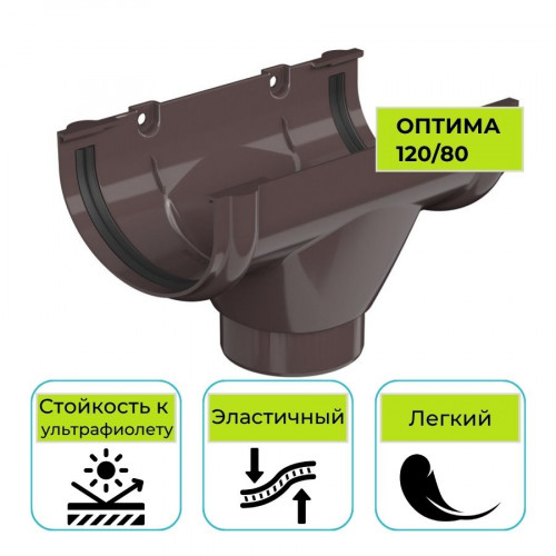 Воронка желоба Технониколь Оптима, ПВХ темно-коричневая 120 мм 1