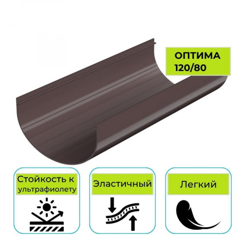 Желоб водосточный Технониколь Оптима, ПВХ темно-коричневый 2 м 1
